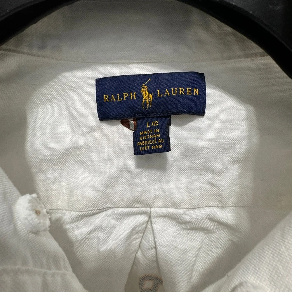 Ralph Lauren White Button pendant Oxford Shirt size large 14-16